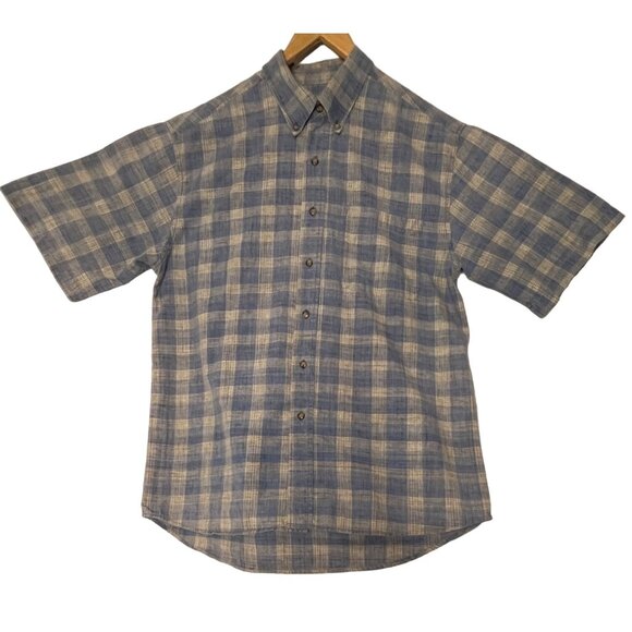 River Trader SMens M Plaid Short Sleeve Button-Down Shirt 100% Cotton Casual Wea - Picture 1 of 16